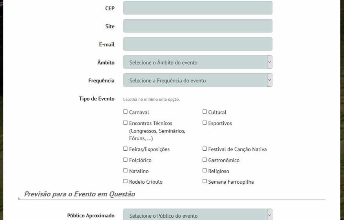Página Meus Eventos do sistema de Cadastro de Eventos Turísticos do Rio Grande do Sul